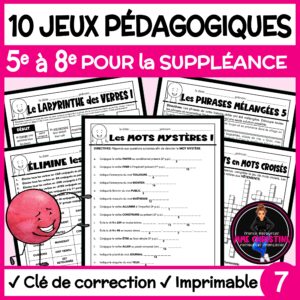 10 JEUX PÉDAGOGIQUES 7 - Pour la suppléance - 10 French Puzzles
