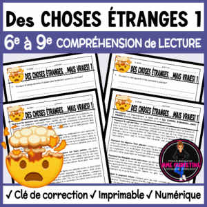 French Reading Comprehension Activity | Werid but True Facts | Compréhension de lecture | FI & FSL