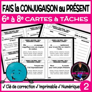 French Task Cards - Fais la conjugaison au PRÉSENT - Cartes à tâches 2