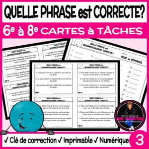 French Task Cards - Quelle phrase est correcte? - Cartes à tâches 3