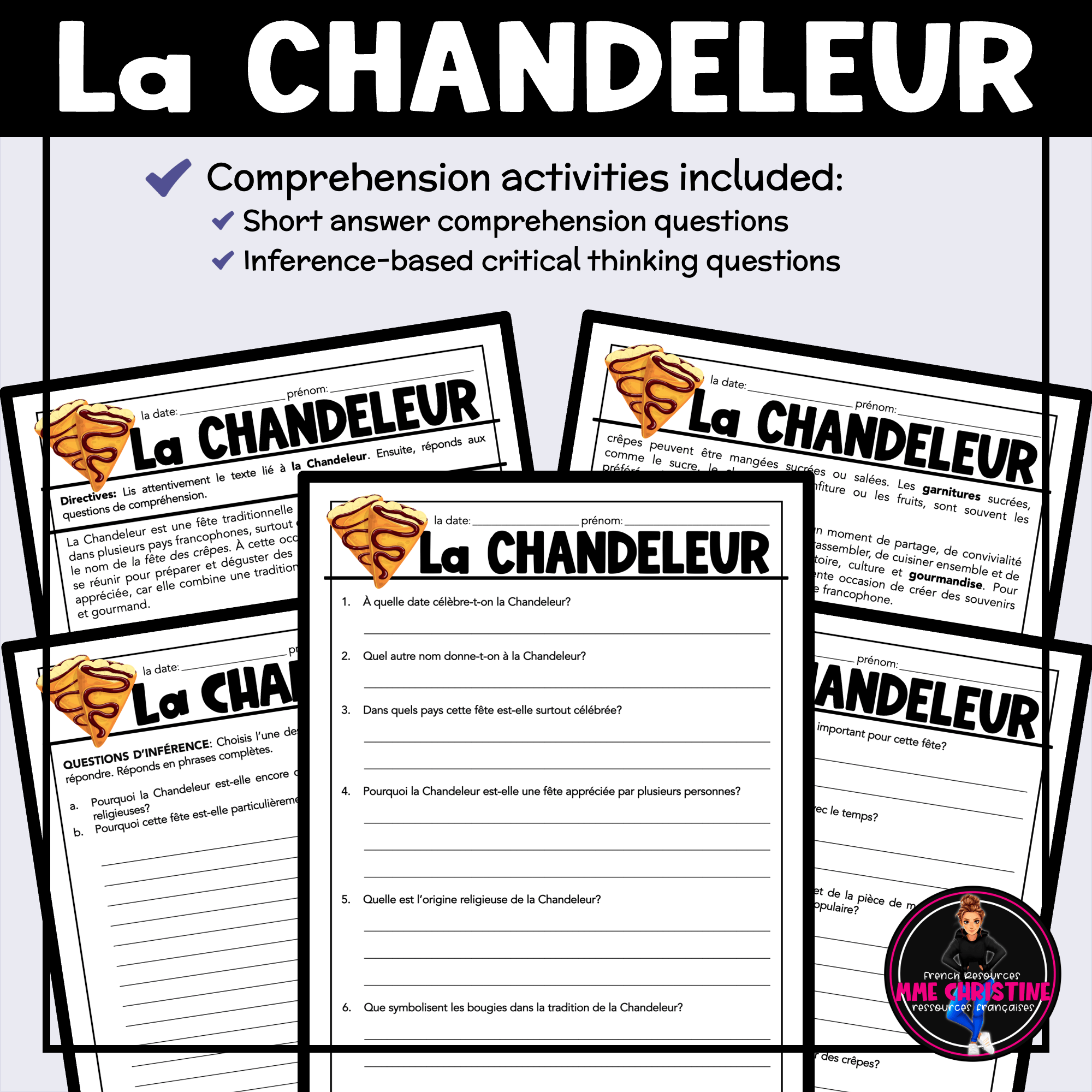 French Reading Comprehension Activity | La Chandeleur | Compréhension de lecture | FI & FSL - Image 3