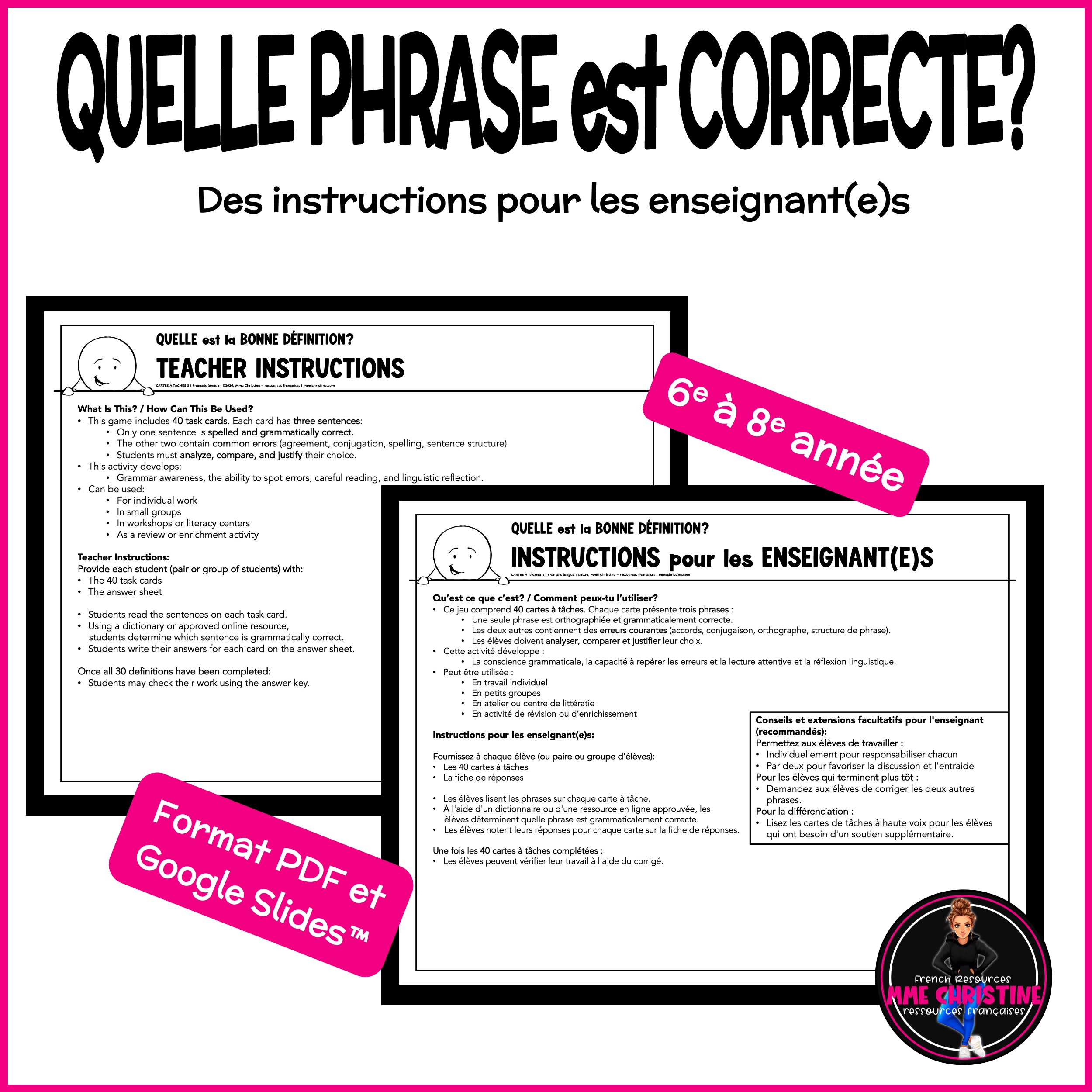 French Task Cards - Quelle phrase est correcte? - Cartes à tâches 3 - Image 4