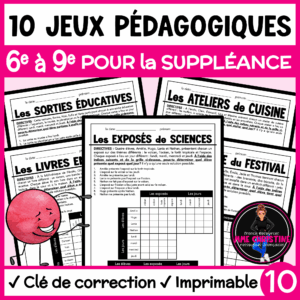 No Prep French Activities and Puzzles for Immersion & FSL (10 Jeux pédagogiques #10)