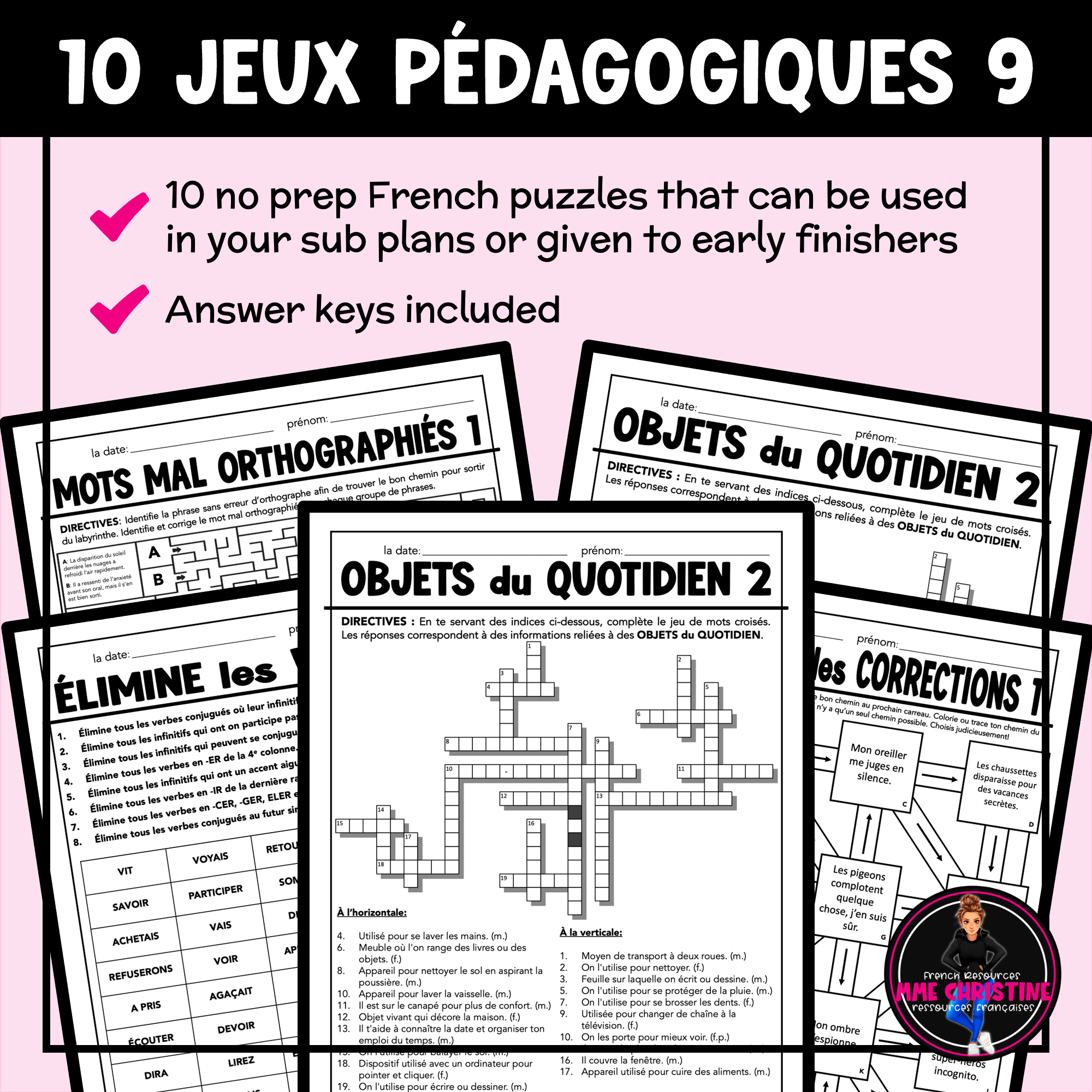 No Prep French Activities and Puzzles for Immersion & FSL (10 Jeux pédagogiques #9) - Image 2
