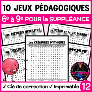No Prep French Activities and Puzzles for Immersion & FSL (10 Jeux pédagogiques #12)