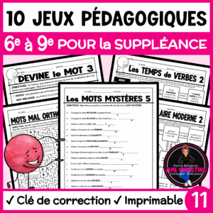 No Prep French Activities and Puzzles for Immersion & FSL (10 Jeux pédagogiques #11)