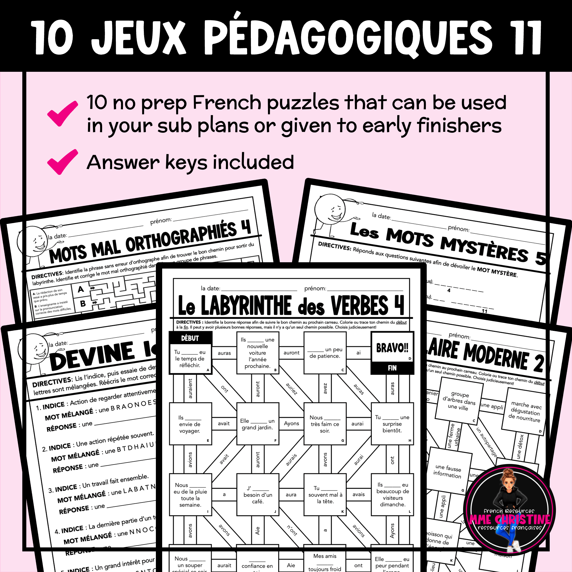 No Prep French Activities and Puzzles for Immersion & FSL (10 Jeux pédagogiques #11) - Image 2