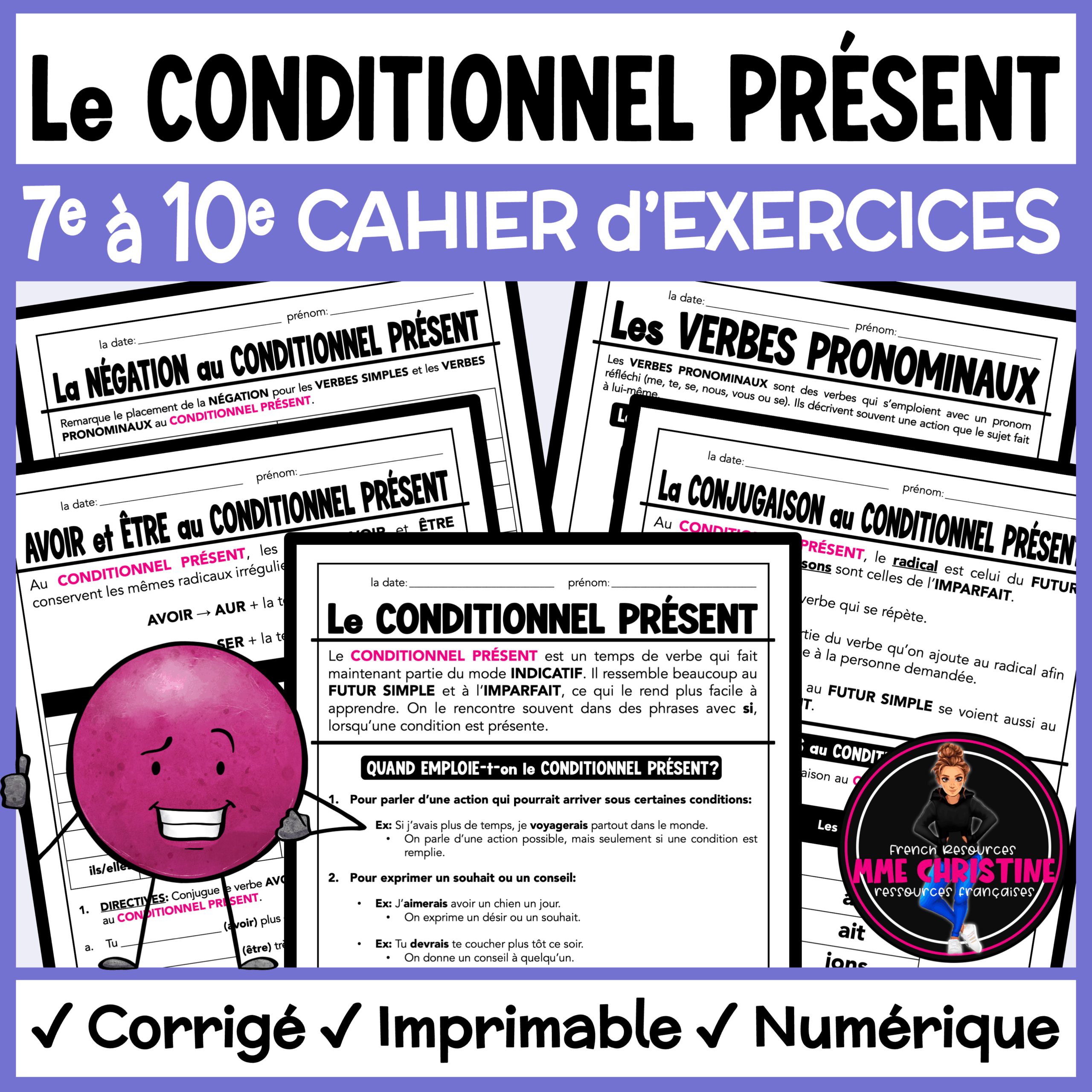 French Conditionnel Présent Workbook | Complete French Grammar Unit | FI & High School FSL