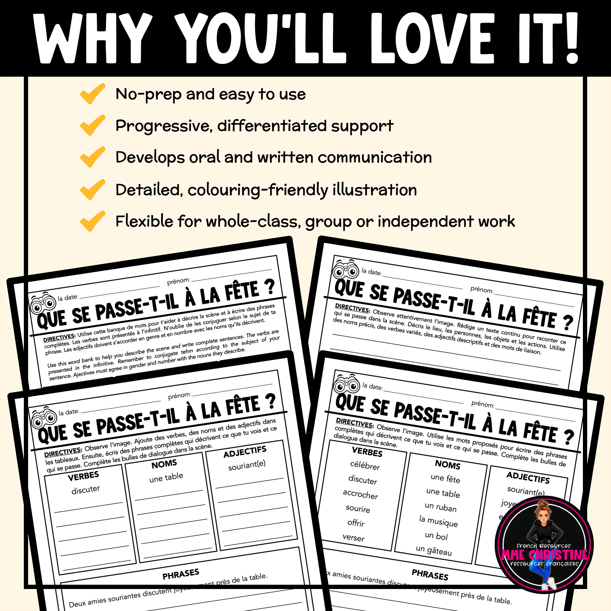 French Party Observation, Vocabulary and Writing Activity | Grades 6–9 - Image 4
