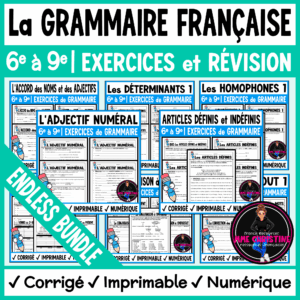 French Grammar Worksheets Endless Bundle | Grades 6-9 | Print & Digital
