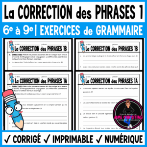 French Sentence Correction 1 | Editing & Grammar | 4 French Grammar Worksheets