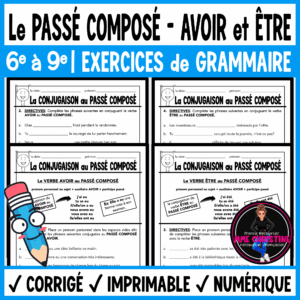 French Verbs Avoir & Être in the Passé Composé | 4 French Conjugation Worksheets