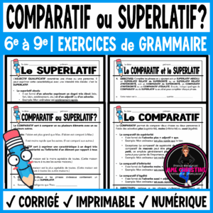 French Comparatives & Superlatives | 4 Grammar Worksheets + Digital