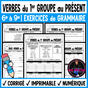 French ER Verbs Present Tense | 5 Conjugation Worksheets | Verbes au présent