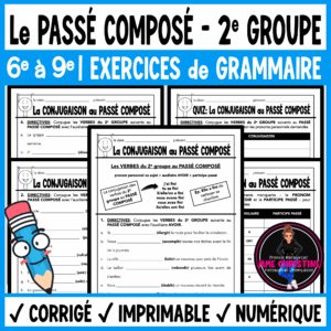 French Passé Composé – 2nd Group (-IR) Verbs | 5 French Conjugation Worksheets