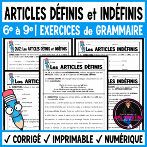 French Grammar Worksheets | Definite and Indefinite Articles | Grammaire