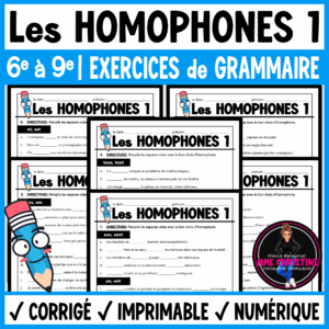 French Homophones Worksheets | Les homophones 1 | 6 Activities + Digital version