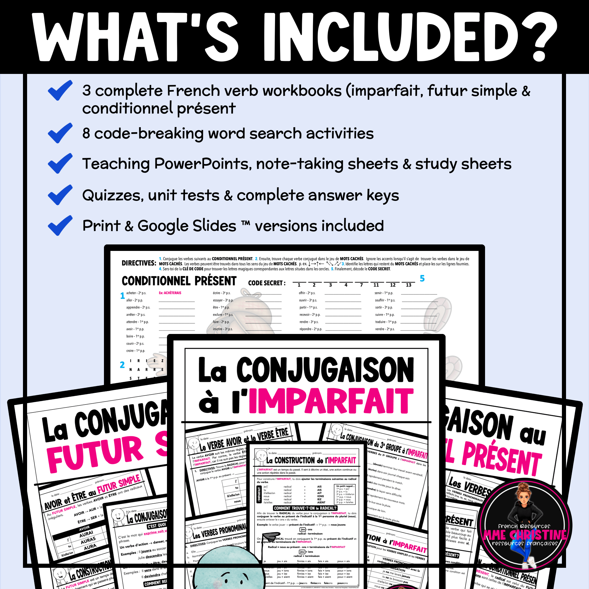 French Verb Bundle | Imparfait, Futur Simple & Conditionnel | Workbooks & Activities - Image 2
