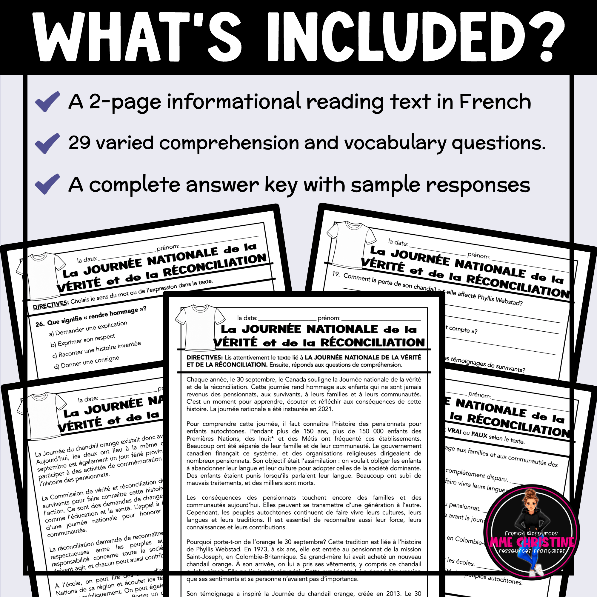 French Reading Comprehension | The National Day for Truth and Reconciliation | Compréhension de lecture - Image 2