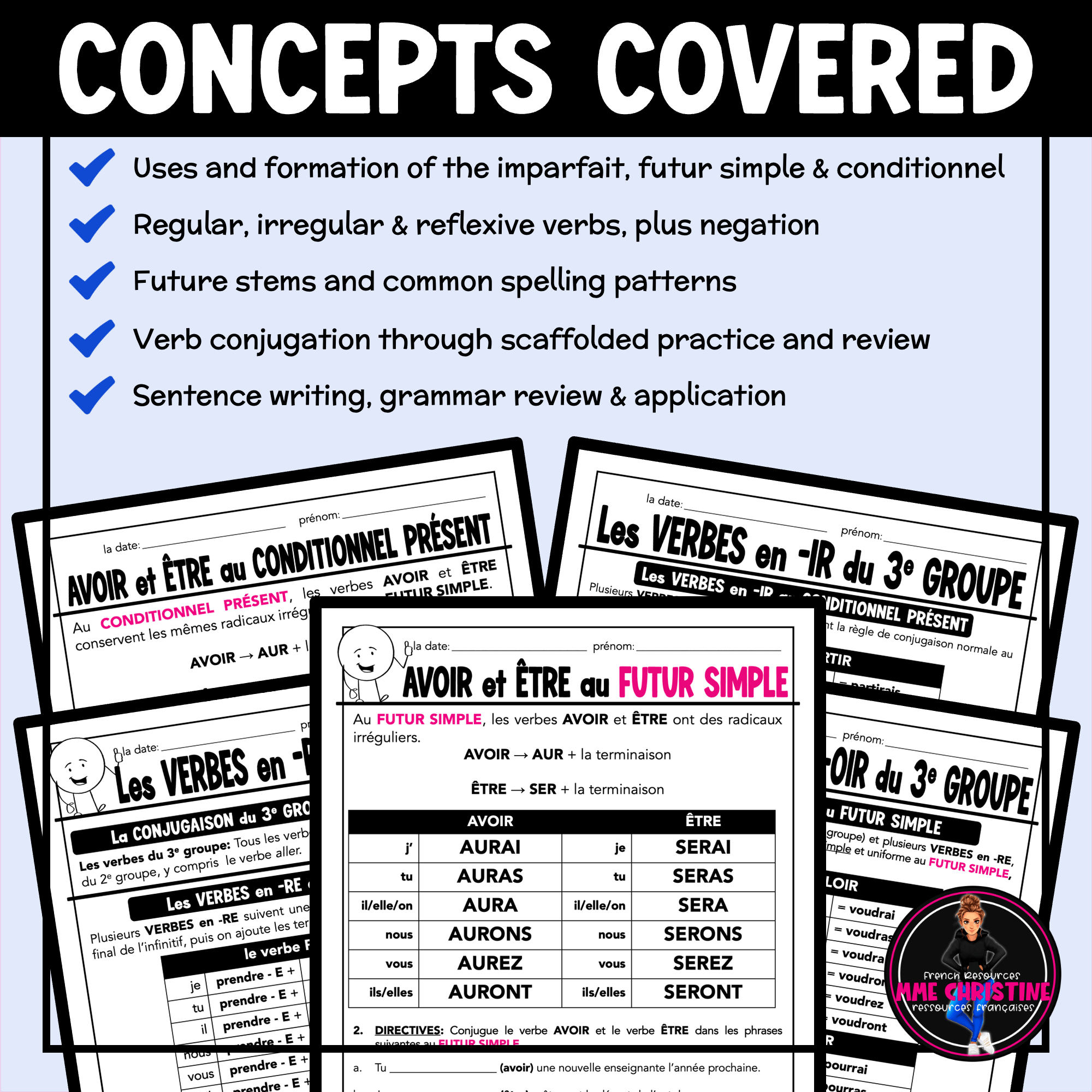 French Verb Bundle | Imparfait, Futur Simple & Conditionnel | Workbooks & Activities - Image 3