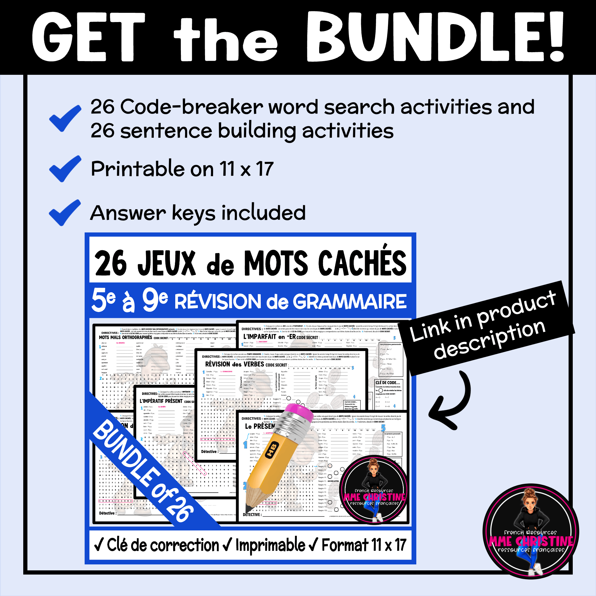 French Conditionnel Présent Verbs | Code-Breaking Word Search Activity - Image 4