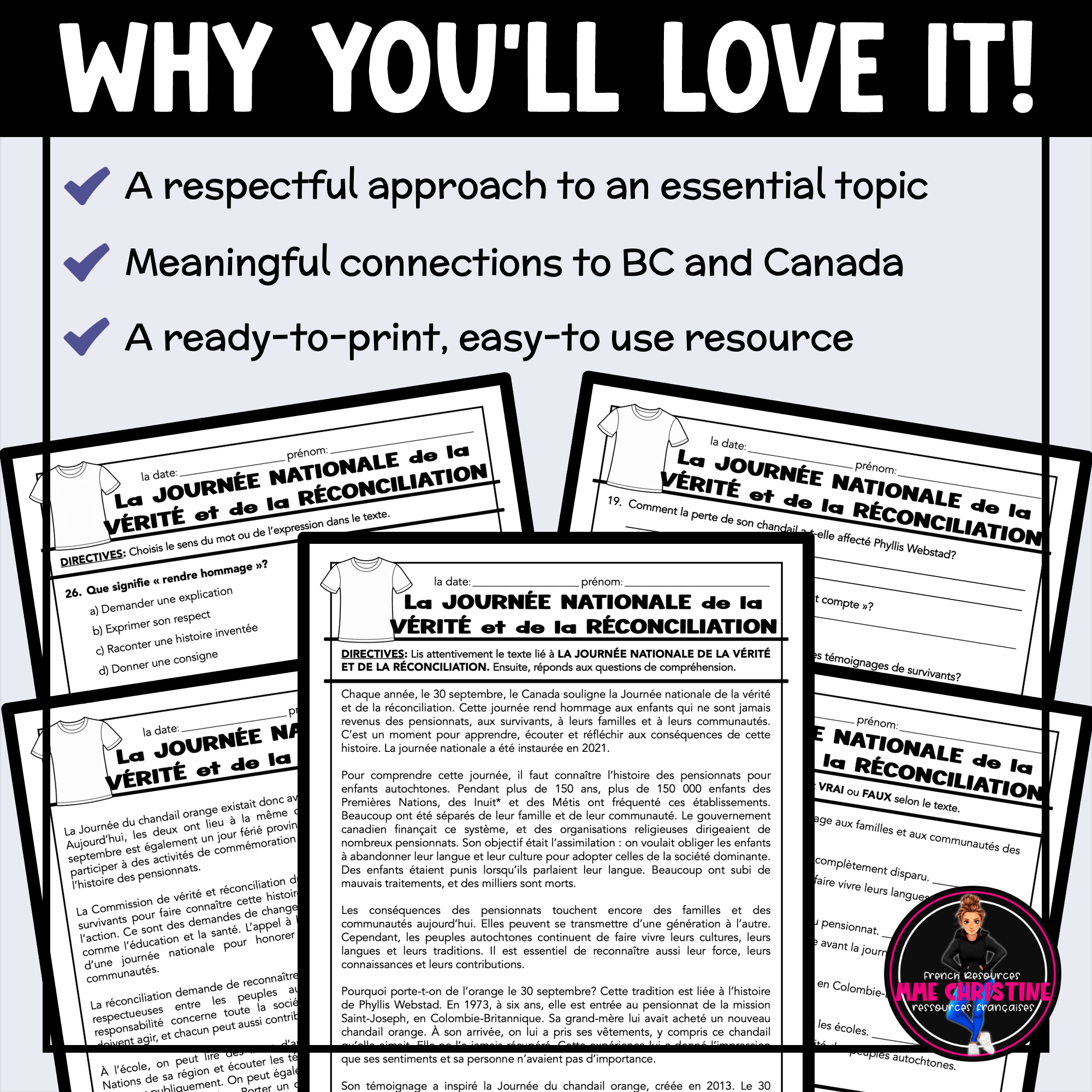 French Reading Comprehension | The National Day for Truth and Reconciliation | Compréhension de lecture - Image 4