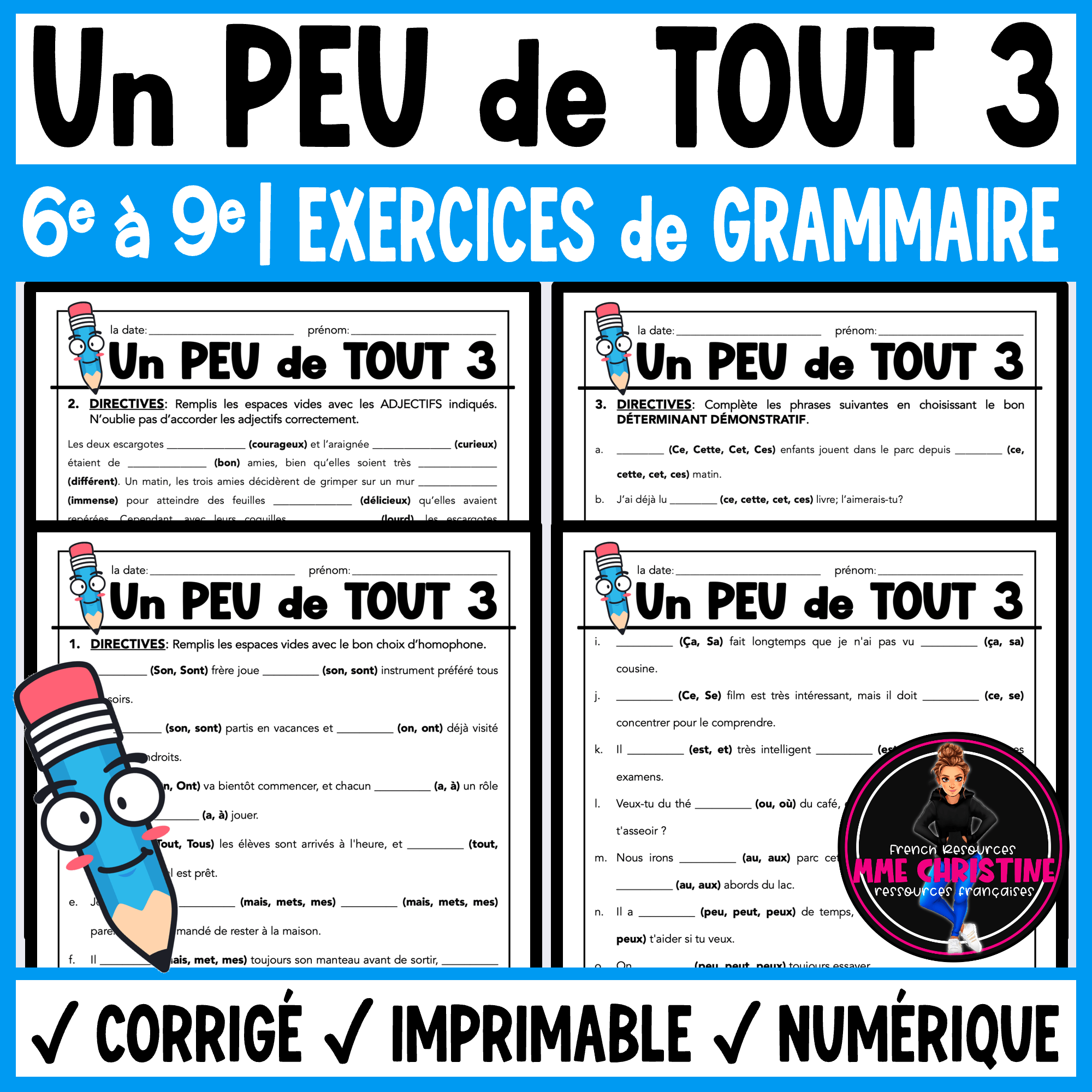 French Grammar Review Worksheets | Un peu de tout 3