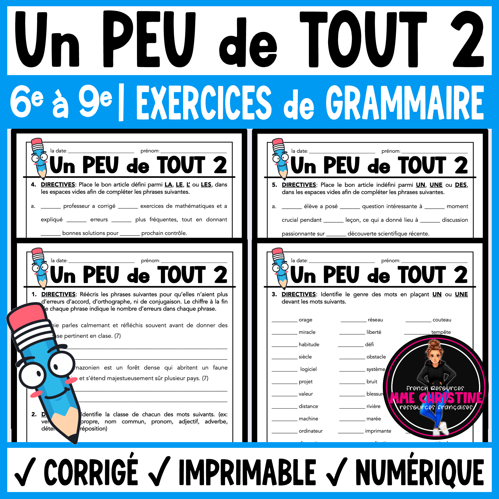French Grammar Review Worksheets | Un peu de tout 2 | La grammaire