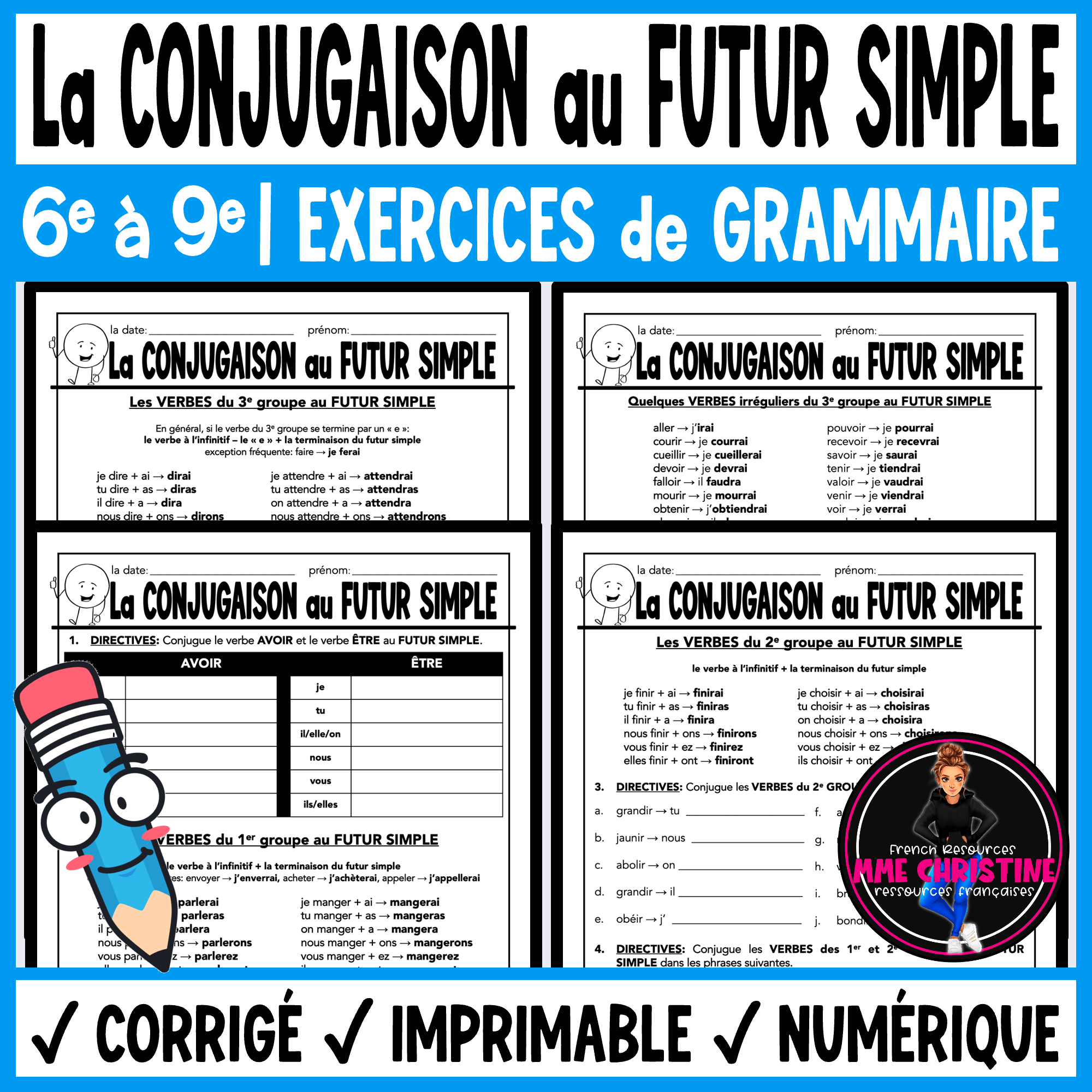 French Future Tense Worksheets | Le futur simple