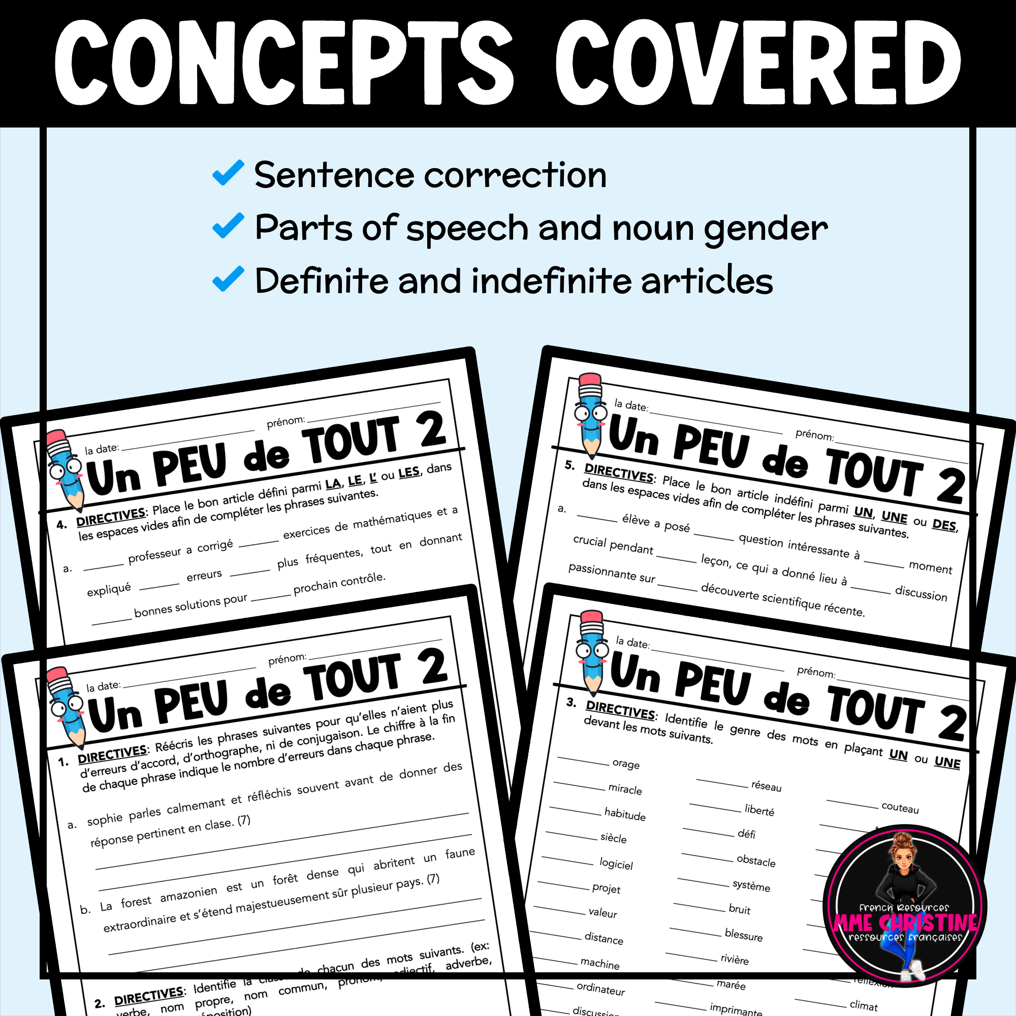 French Grammar Review Worksheets | Un peu de tout 2 | La grammaire - Image 3