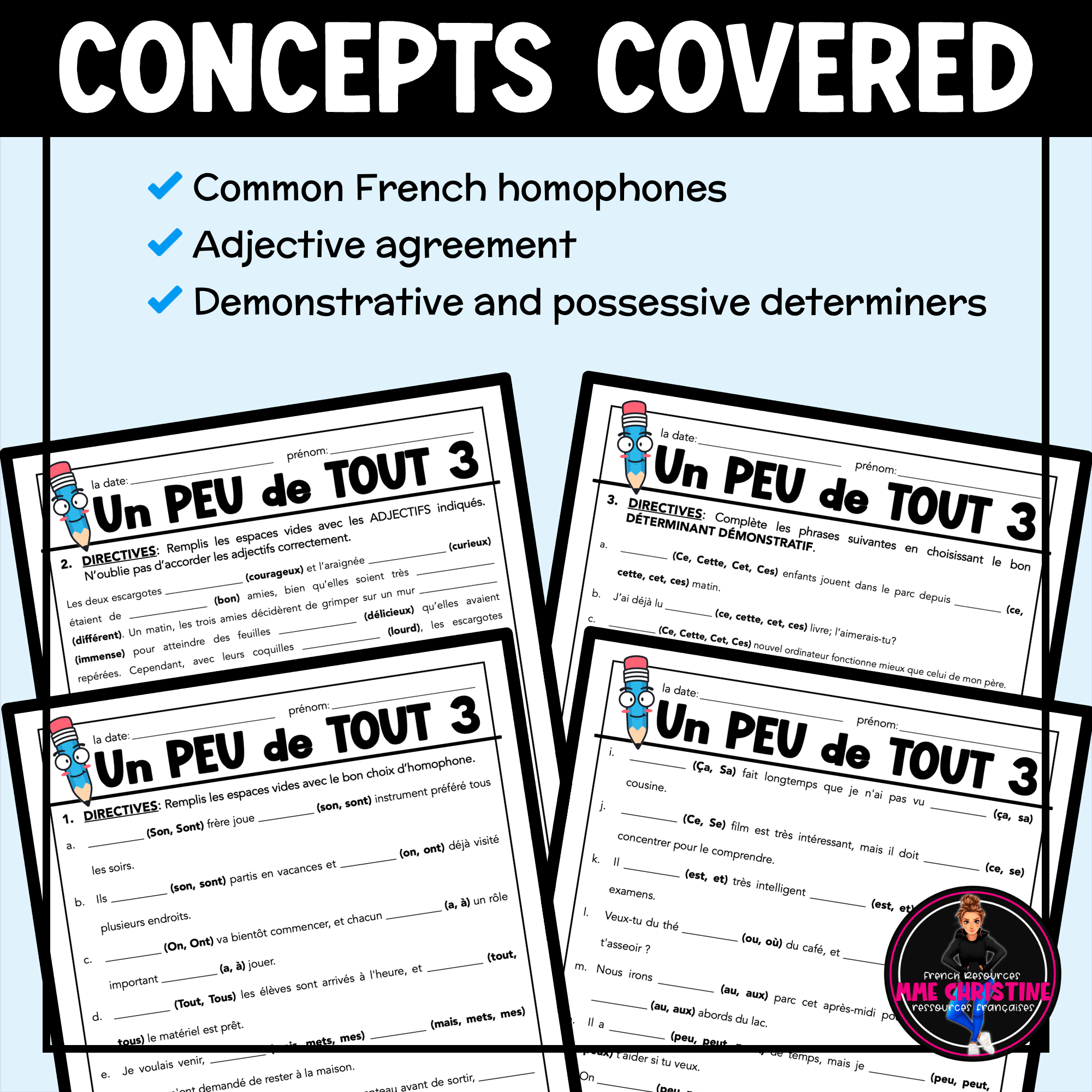 French Grammar Review Worksheets | Un peu de tout 3 - Image 3